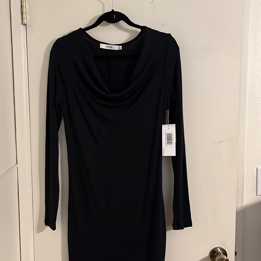 JustFab Black Sweater Dress - Picture 2 of 4